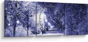 Obraz - Magiczna zimowa noc (z zegarem) (90x30 cm)