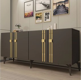 Komoda – 150 cm x 80 cm x 35 cm – Antracyt – Płyta wiórowa pokryta melaminą