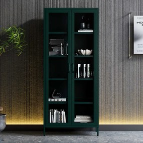 Witryna szklana do salonu butelkowa zieleń Modern ANGELO 800 x 1850 x 450 mm