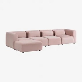 4-częściowa Sofa Modułowa Z Pufem Fogler Sztruksu Wino Różowe - Sklum