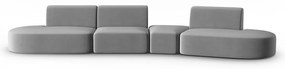 Szara aksamitna sofa prawostronna 428 cm Paolo – Milo Casa