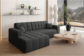 Narożnik w kształcie L NIMES, tkanina Portland, Czarny, Lewy