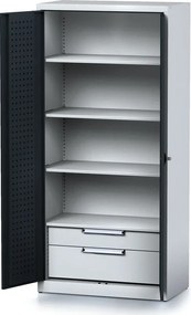 Szafa warsztatowa MECHANIC, 1950 x 920 x 500 mm, 3 półki, 2 szuflady, grafitowe drzwi