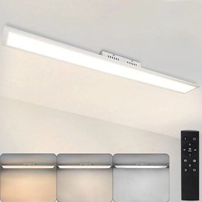 NETTLIFE Lampa sufitowa LED 42W biała 3360 lm 120x15cm ściemnialny panel z pilotem do nowoczesnego salonu sypialnia biuro kuchnia przedpokój