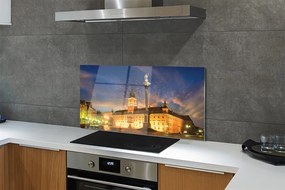 Panel szklany do Kuchni Warszawska Starówka o Zachodzie Słońca