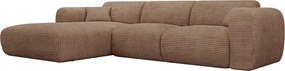 Kanapa narożna duża lewostronna rozkładana typu express ze sztruksowego weluru w kolorze taupe - Materac 13 cm memory foam POGNI