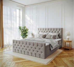 Łóżko kontynentalne z pojemnikiem Mars, tkanina Riviera, 140x200 cm, Beżowy