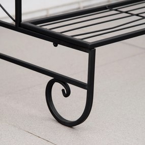 Outsunny Regał na kwiaty 3-poziomy Metalowy stojak na rośliny Do wnętrz i ogrodu Czarny 95x63x72cm | Aosom PL