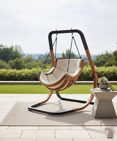 Beżowy fotel wiszący do ogrodu S9-H75