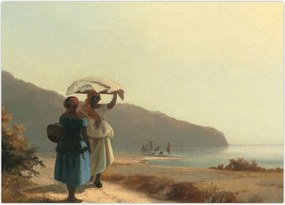Obraz - Camille Pissarro, Two Women Chatting by the Sea, St. Thomas, reprodukcje (70x50 cm)