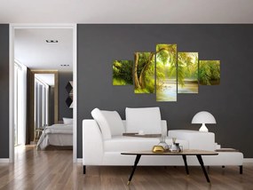 Obraz - Wierzba nad jeziorem, obraz olejny (125x70 cm)