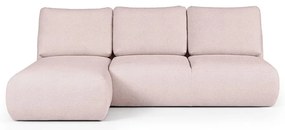Jasnoróżowy narożnik z materiału bouclé (lewostronny/z szezlongiem) Mirel – Rodier