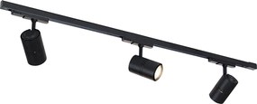 System szynowy czarny w tym LED przyciemniany 3-światłowy 3-fazowy prawy - Ruler 38