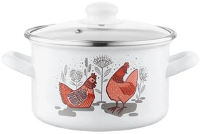 Emalia Pleszew Garnek emaliowany z pokrywką Rubinka, 18 cm, 2,6 l, śred. 18 cm