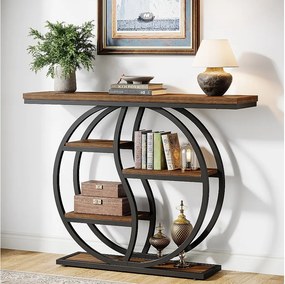 Stół konsolowy przemysłowy 4-poziomowy, 120 x 30 cm, z okrągłą podstawą