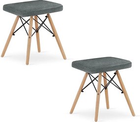 Zestaw 2 krzeseł Valora PEKO z szarą tkaniną i nogami z drewna bukowego