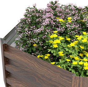 Outsunny Podwyższone łóżko ogrodowe na zioła, odporne na warunki atmosferyczne, otwarta dolna część, 113 x 98 x 30 cm, Ciemnobrązowe