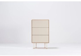 Biało-naturalna wysoka komoda z litego drewna dębowego 60x100 cm Fina – Gazzda