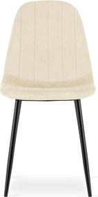 Jasnobeżowe tapicerowane krzesło na czarnych nogach W8-G02