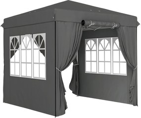 Outsunny 2,5 x 2,5 m Pop-up pawilon z bocznymi ściankami i torbą na kółkach, UPF50+ pawilon ogrodowy z regulowaną wysokością, Ciemny szary