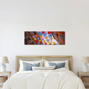 Obraz kolorowych parasoli (z zegarem) (90x30 cm)