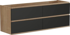 Szafka pod umywalkę wisząca – jasny naturalny i czarny – 150 cm – SABURI