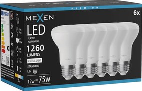 Mexen Nova 6x żarówka LED E27, R63, 12W, Neutralna - 4000K, 1260 lm - L104-E27-1240-01x06