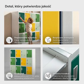 Szafka metalowa do szkoły i przedszkola szaro-zielono-żółta, 1090x1200x450 mm: OLA
