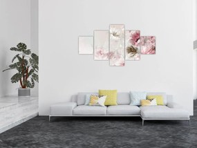 Obraz - Malowanie różowych kwiatów (125x70 cm)