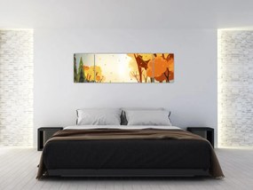 Obraz - Jesienny krajobraz, ilustracja (170x50 cm)