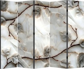 Parawan pokojowy 5-częściowy 225x172 Dwustronny dekoracyjny glamour mineralny Biały Alabastrowe Gałęzie