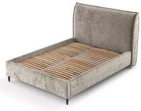 Beżowe tapicerowane łóżko dwuosobowe ze schowkiem i stelażem 140x200 cm Shell – Maison de Rêve