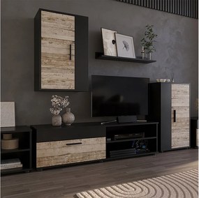 Szafka dolna i półka dąb czarny/piaskowy 139.8x35.3x38.9 berno