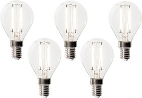 Zestaw 5 ściemnialnych żarówek LED E14 P45 z przezroczystego szkła 3W 250 lm 3000K