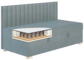 Niebieskie łóżko dziecięce ze schowkiem i materacem 90x200 cm Chill – Ghado