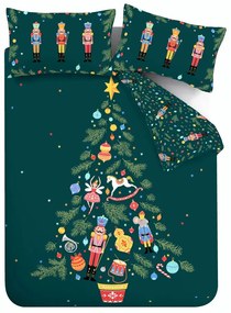 Ciemnozielona pościel dwuosobowa/przedłużona 200x200 cm Nutcracker – Catherine Lansfield