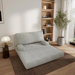 Masseno Sofa piankowa KESTE z funkcją spania, Kanapa z pianki do salonu, Bezmontażowa, Tkanina bucle – Jasnoszary QUELLE 83