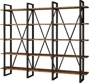 Nowoczesna półka industrialna – 219,6 x 180 x 34 cm – sosna atlantycka – płyta wiórowa i metal