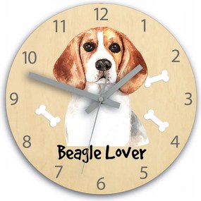 Zegar na ścianę cichy do pokoju dziecięcego drewniany nowoczesny piesek