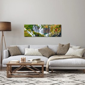 Obraz - Park Narodowy Jezior Plitwickich (z zegarem) (90x30 cm)