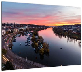 Obraz na szkle - Praga nocą (70x50 cm)
