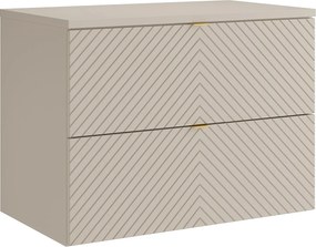 Szafka łazienkowa pod umywalkę wisząca w jodełkę – beż – 80 cm – DORIONI
