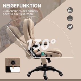 Vinsetto Ergonomiczny fotel biurowy z funkcją masażu i ogrzewania, regulowany, 67 x 74 x 107–116 cm, Brązowy