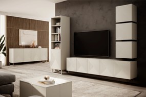 Szafka RTV wisząca Asha 200 cm z ryflowanym frontem - kaszmir