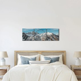 Obraz ośnieżonych szczytów, Fiordland (z zegarem) (90x30 cm)