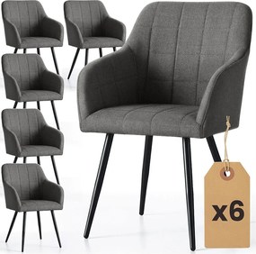 Zestaw 6 metalowych grafitowych krzeseł tapicerowanych - Cormelis 3X