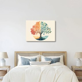 Obraz – Podwójne drzewo z motylem (70x50 cm)
