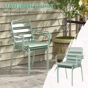 Outsunny Zestaw mebli ogrodowych 5-częściowy, odporny na warunki atmosferyczne, nowoczesny design, zielony, 80x80x74cm | Aosom PL