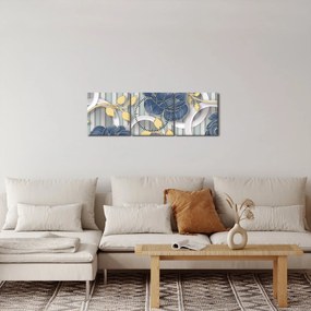 Obraz - róże i koła (z zegarem) (90x30 cm)