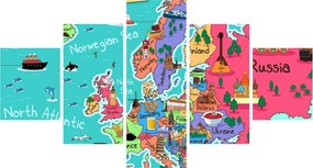 Obraz - Dziecięca mapa Europy (125x70 cm)